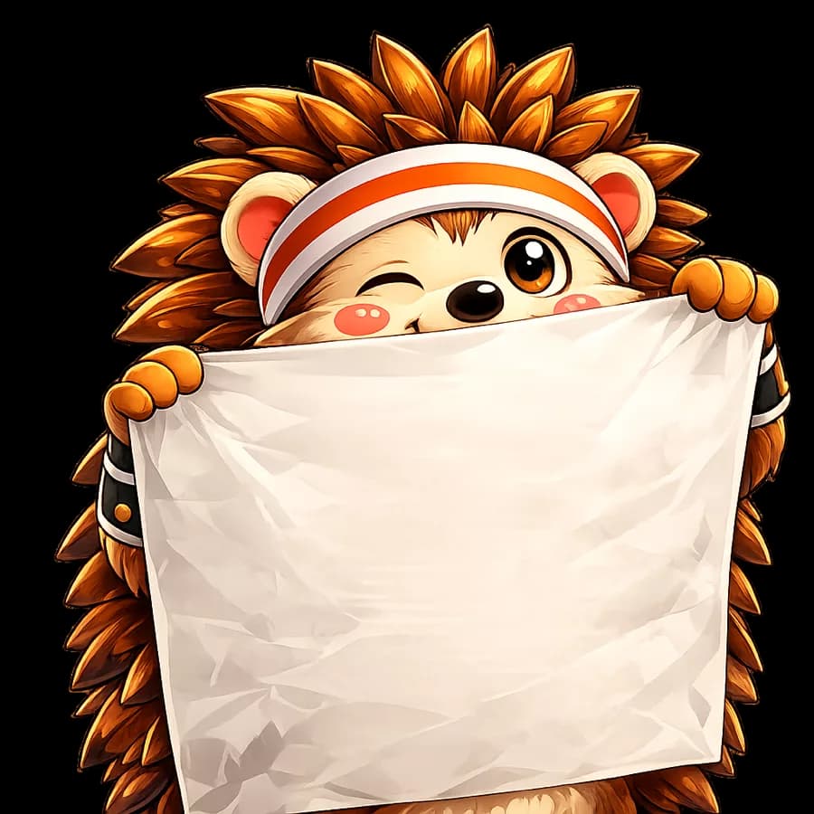 Pal the Hedgepal hedgehog mascot holding up a blank sign